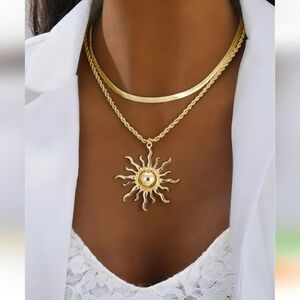 Radiant Gold Sunburst Pendant Necklace